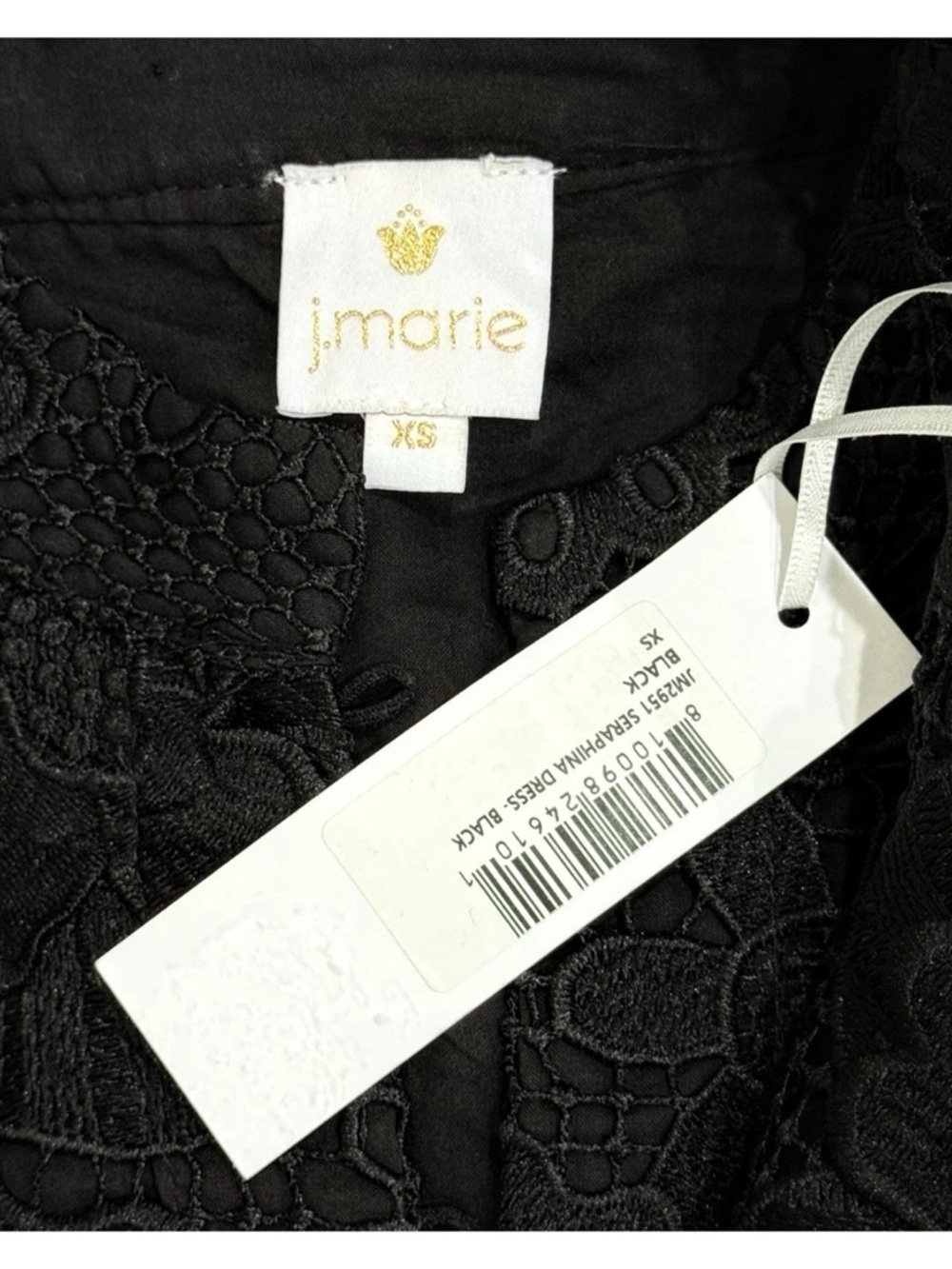 J.Marie Seraphina Shift Dress X-Small Black Floral 3D Lace 3/4 Sleeve Kaftan NWT - Picture 14 of 16